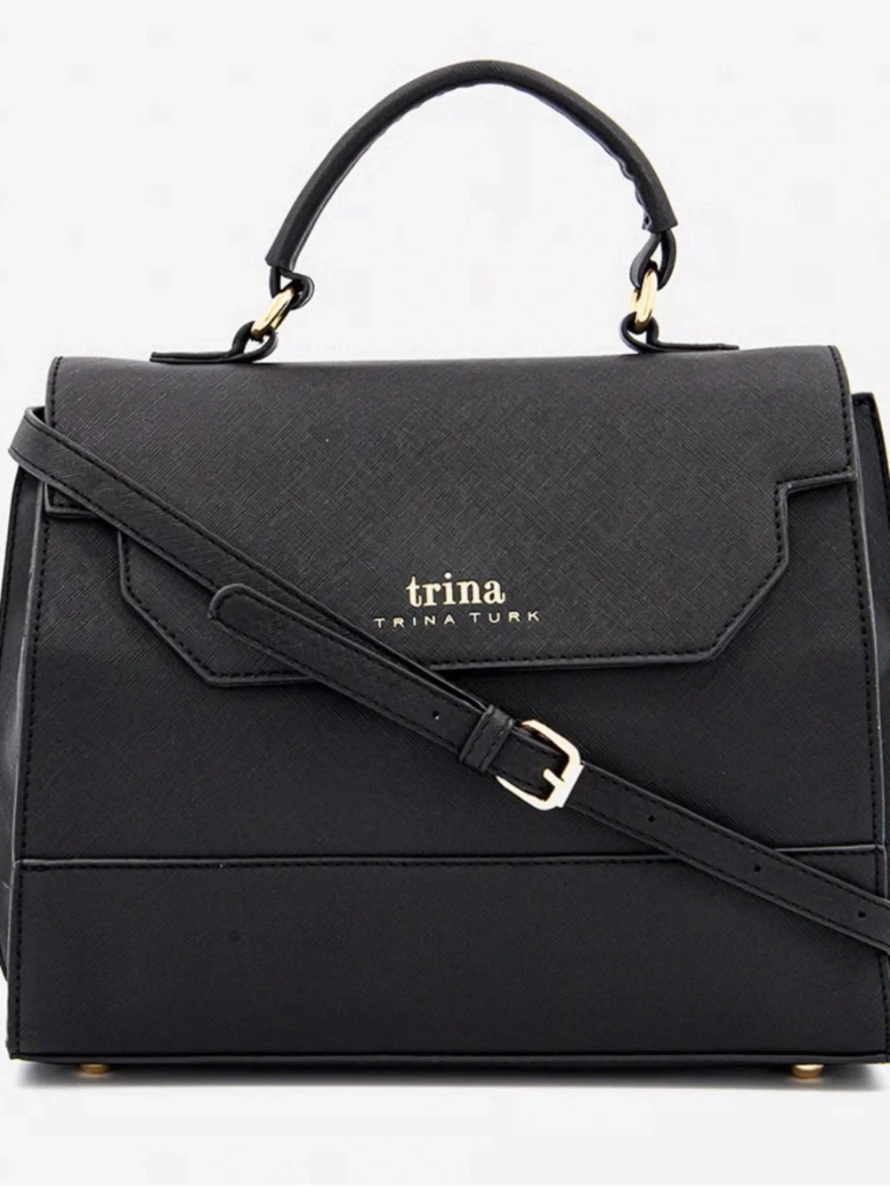 Trina Turk Black Professional Top-Handle Satchel/Crossbody with Gold Hardware - Picture 1 of 13